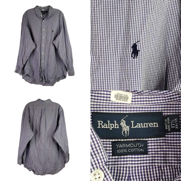Polo Ralph Lauren Shirt Oxford Mens Size XXL 17.5 Button Down LS Blue Yarmouth - Picture 1 of 12